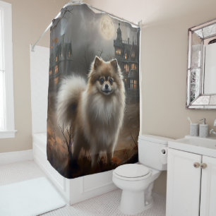 Rideaux De Douche Pomeranian Halloween Épouvantable