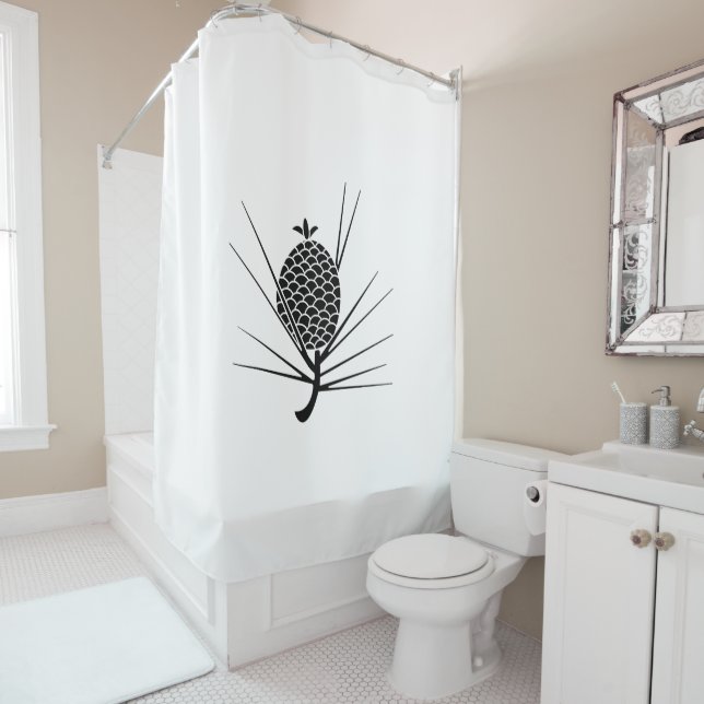 Rideaux De Douche Pomme de pin avec aiguilles (En situation)