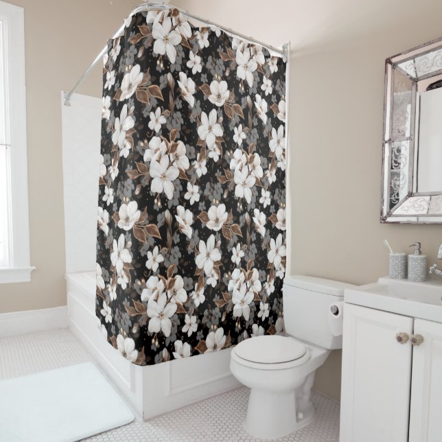 Rideaux De Douche Pomme fleurs (En situation)