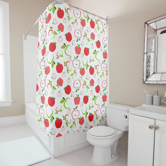 Rideaux De Douche Pommes rouges et vertes (En situation)