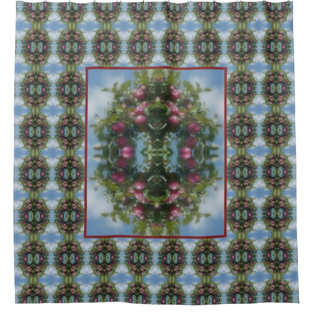 Rideaux De Douche Pommes rouges sur la peinture de l'arbre Abstrait (Devant)