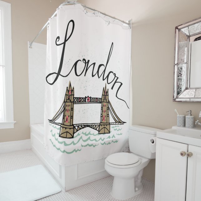 Rideaux De Douche Pont en lettres de Londres de main (En situation)