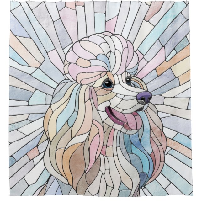 Rideaux De Douche Poodle - mosaïque pastel (Devant)