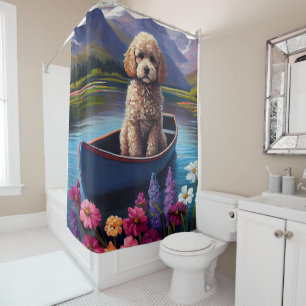 Rideaux De Douche Poodle sur une pagaie : une aventure Pittoresque