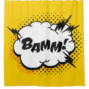 Rideaux De Douche Pop art discours bulle dessin avec du texte. Caric