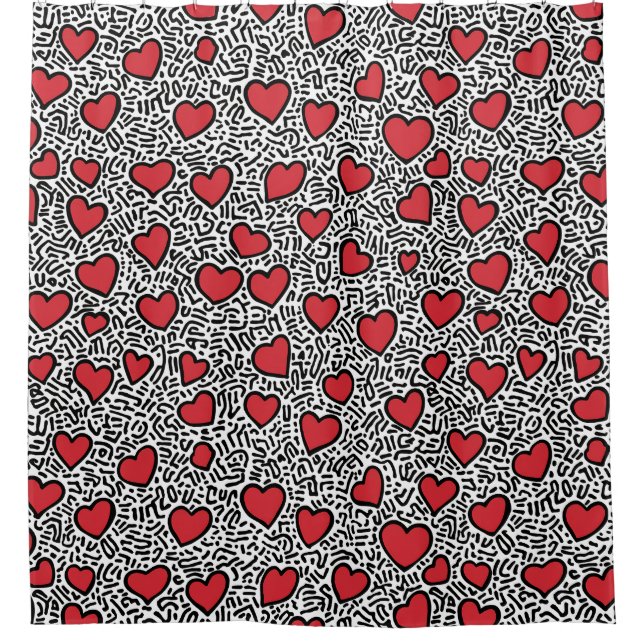 Rideaux De Douche Pop Art Heart Motif (Devant)