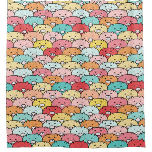 Rideaux De Douche Porcs Colorés Drôle Et Mignons Motif