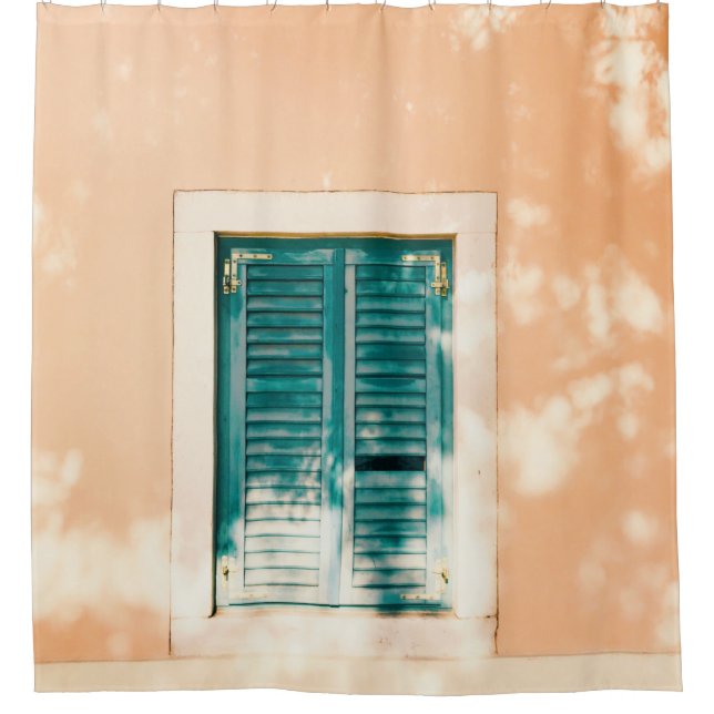 Rideaux De Douche Porte en bois vert fermé (Devant)