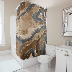 Rideaux De Douche Porte en marbre terrestre Parties scintillant en o