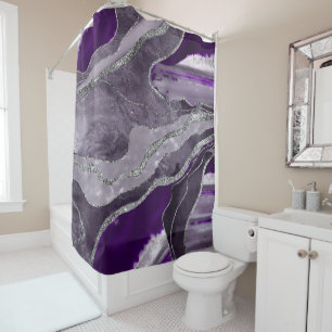 Rideaux De Douche Porte en marbre violet foncé Parties scintillant 