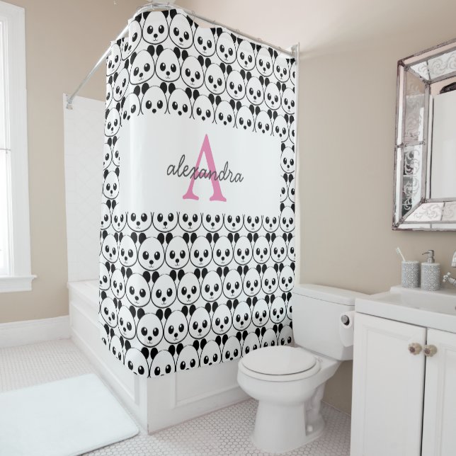 Rideaux De Douche Porte-panda coutume Monogramme (En situation)