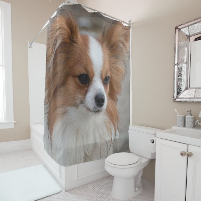 Rideaux De Douche Portrait de chien de Papillon (En situation)
