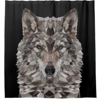 Rideaux De Douche Portrait géométrique Wolf Lone