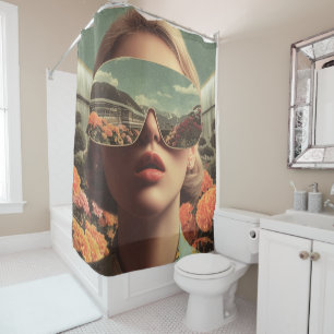 Rideaux De Douche Portrait surréaliste avec des lunettes de soleil r