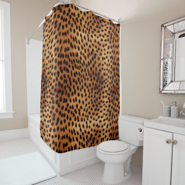 Rideaux De Douche Poster de animal Cheetah Brown et noir (En situation)