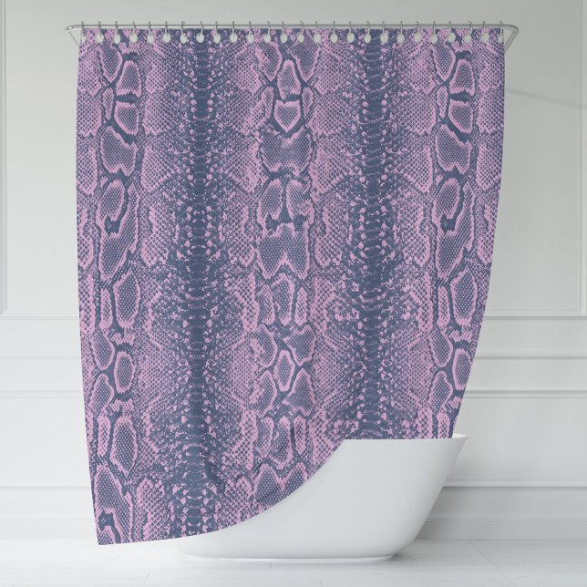 Rideaux De Douche Poster de animal de peau de serpent rose (Pink Snake Skin Animal Print Shower Curtain by Looly Elzayat)