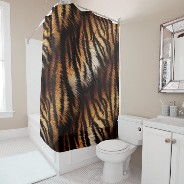 Rideaux De Douche Poster de animal Orange Black Tiger Stripes (En situation)