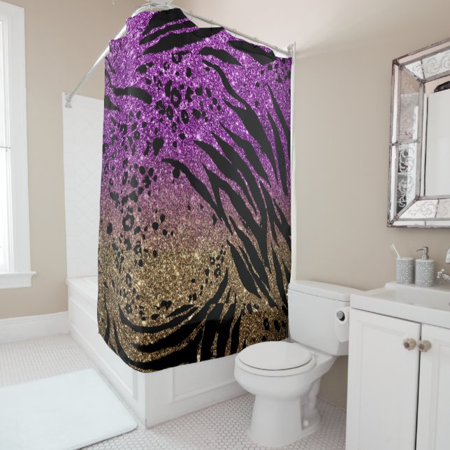 Rideaux De Douche Poster de animal sur Parties scintillant Purple &  (En situation)