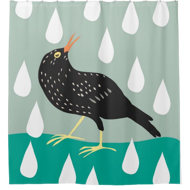 Rideaux De Douche Poster d'oiseaux noirs (Devant)