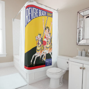 Rideaux De Douche Poster du Carrousel de la plage vintage Revere Nos