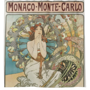 Rideaux De Douche Poster Mont-Carlo vintage par Alphonse Mucha
