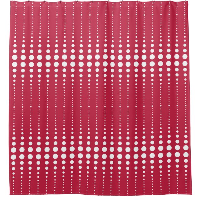 Rideaux De Douche Pot de polka rouge, point de polka, rétro, point d (Devant)