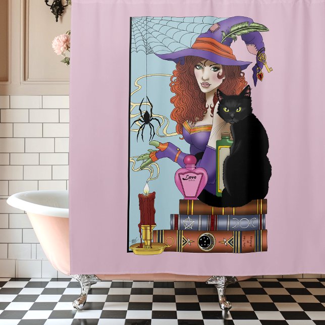 Rideaux De Douche Potions de sorcières de livres de chats (Créateur téléchargé)