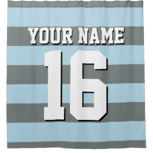 Rideaux De Douche Poudre Blue Charcoal Sports Jersey Preppy Stripe