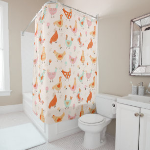 Rideaux De Douche Poules Poules Colorées Motif Mignon