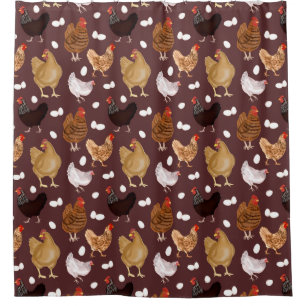 Rideaux De Douche Poulet Brown et Motif des oeufs
