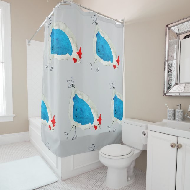 Rideaux De Douche Poulets mignons aquarelle (En situation)