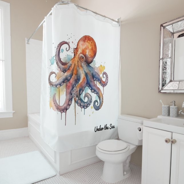 Rideaux De Douche Poulpe Coloré Ocean Whimsy (En situation)