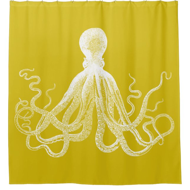 Rideaux De Douche Poulpe jaune de Kraken de moutarde (Devant)