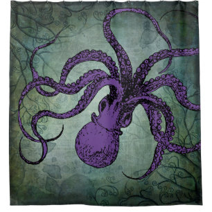 Rideaux De Douche Poulpe Twisty vintage (pourpre)