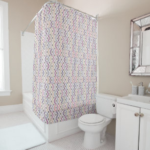Rideaux De Douche Pourpre géométrique de motif de mod de la moiti
