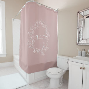 Rideaux De Douche Poussière de rose poudré Monogramme féminin écritu