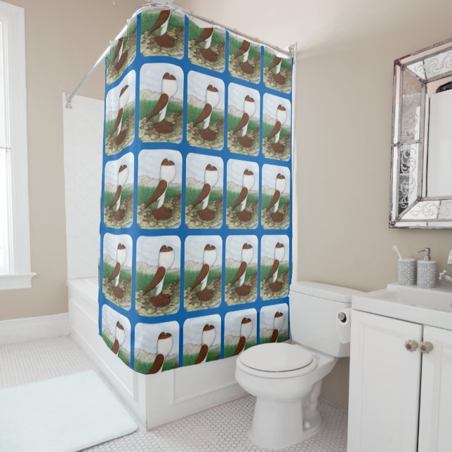 Rideaux De Douche Pouter Pigeon Red Hana (En situation)