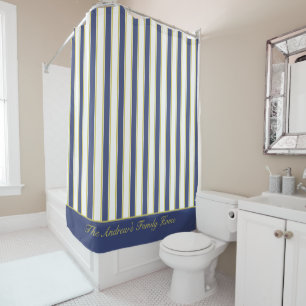 Rideaux De Douche Preppy Boating Yacht Stripes Bleu et Blanc