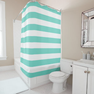 Rideaux De Douche Préppy Turquoise et White Stripes