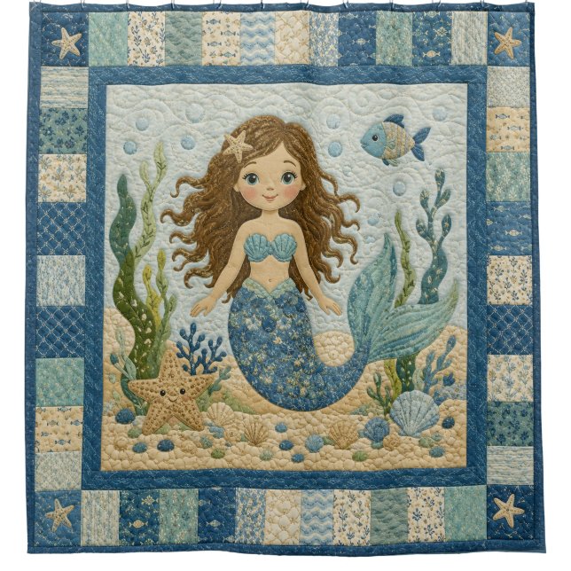 Rideaux De Douche Pretty Mermaid Quilt (Devant)