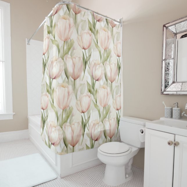 Rideaux De Douche Pretty Pink Tulip Flowers (En situation)