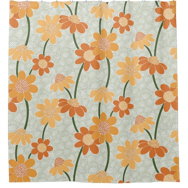 Rideaux De Douche Pretty retro muted 1970 s flowers (Devant)