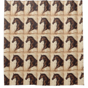 Rideaux De Douche Profil de cheval sauvage Brown