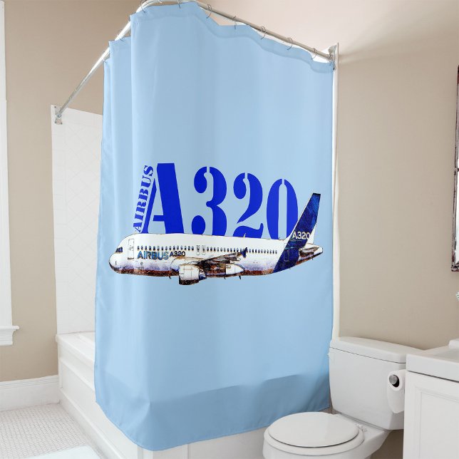 Rideaux De Douche Profil de dessin d'aquarelle d'Airbus A320 (Airbus A320 Aircraft Watercolor drawing Profile. Shower Curtain)