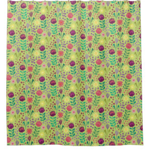 Rideaux De Douche Protea Floral Block Imprimer Millefleur vert pâle
