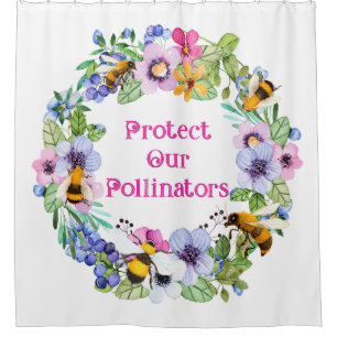Rideaux De Douche Protéger nos pollinisateurs Fleurs d'abeilles