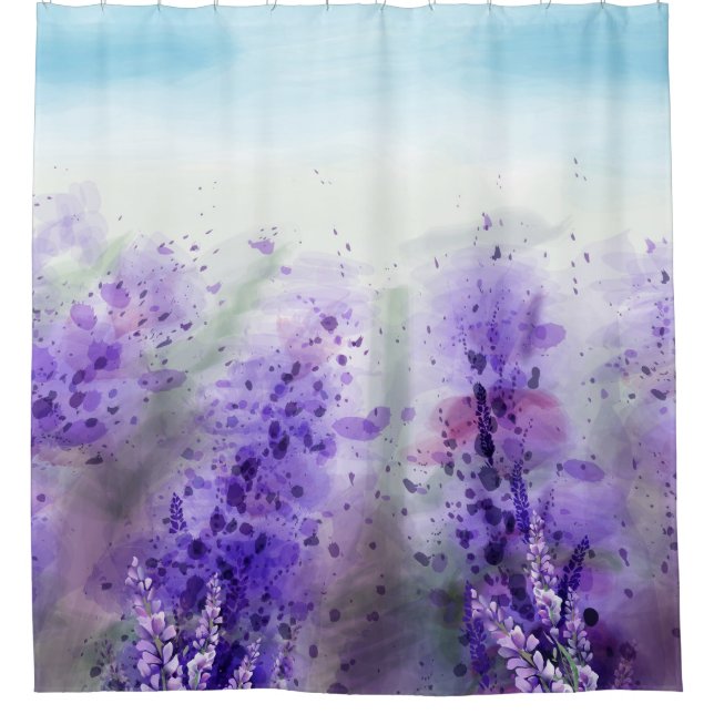 Rideaux De Douche Provence Lavande : Vintage aquarelle (Devant)