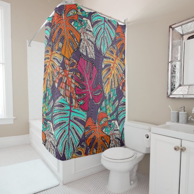 Rideaux De Douche prune de monstera deliciosa (En situation)
