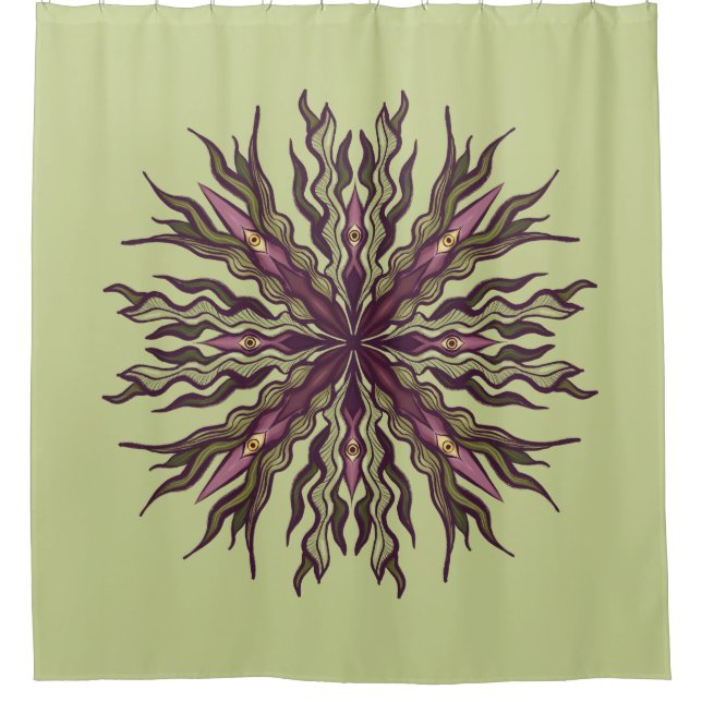 Rideaux De Douche Psychedelic Eye Plant - Surreal Botanical Mandala (Devant)