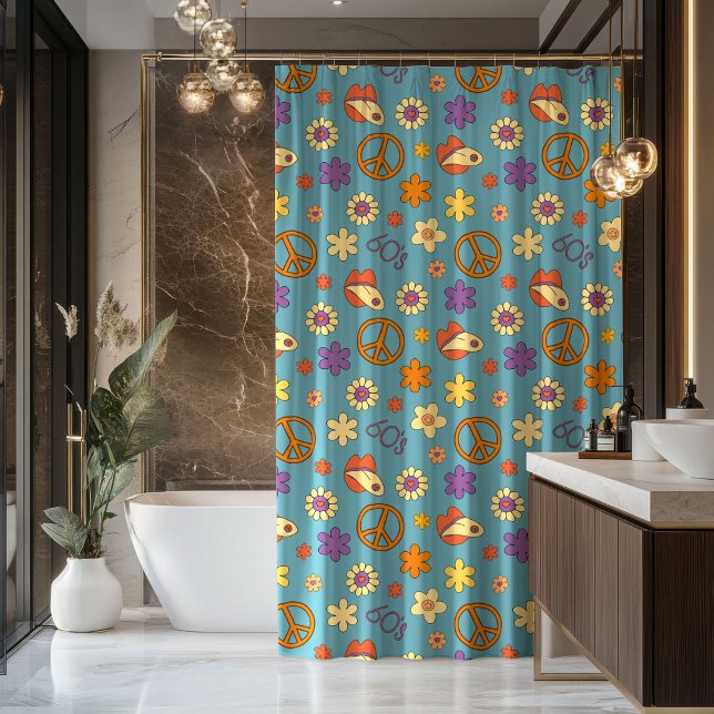 Rideaux De Douche Psychedelic Shower Curtain Retro Pastel Mood (Psychedelic Shower Curtain Retro Pastel Mood)